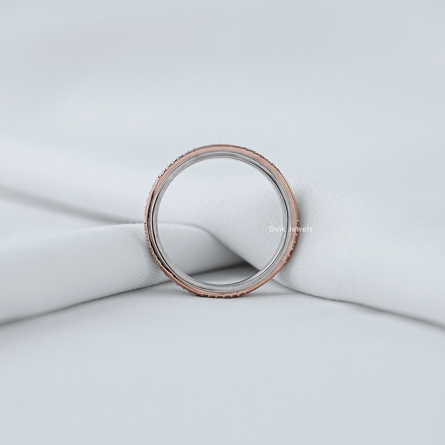 Sleek Round Lab Diamond Bar Detail Stackable Band Band