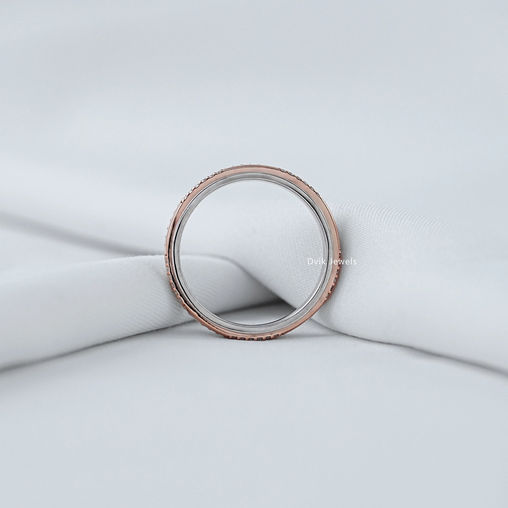 Sleek Round Lab Diamond Bar Detail Stackable Band Band