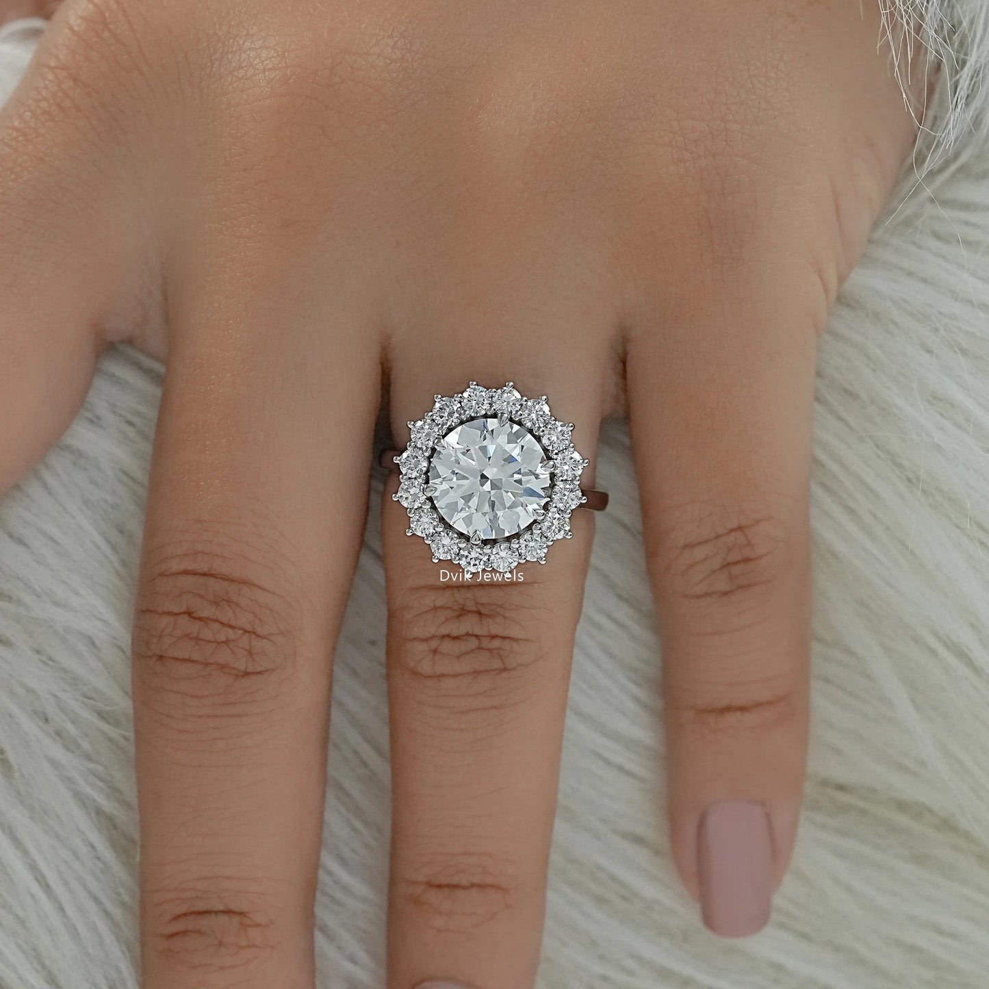 Sunburst diamond ring vintage starburst diamond ring on finger top view