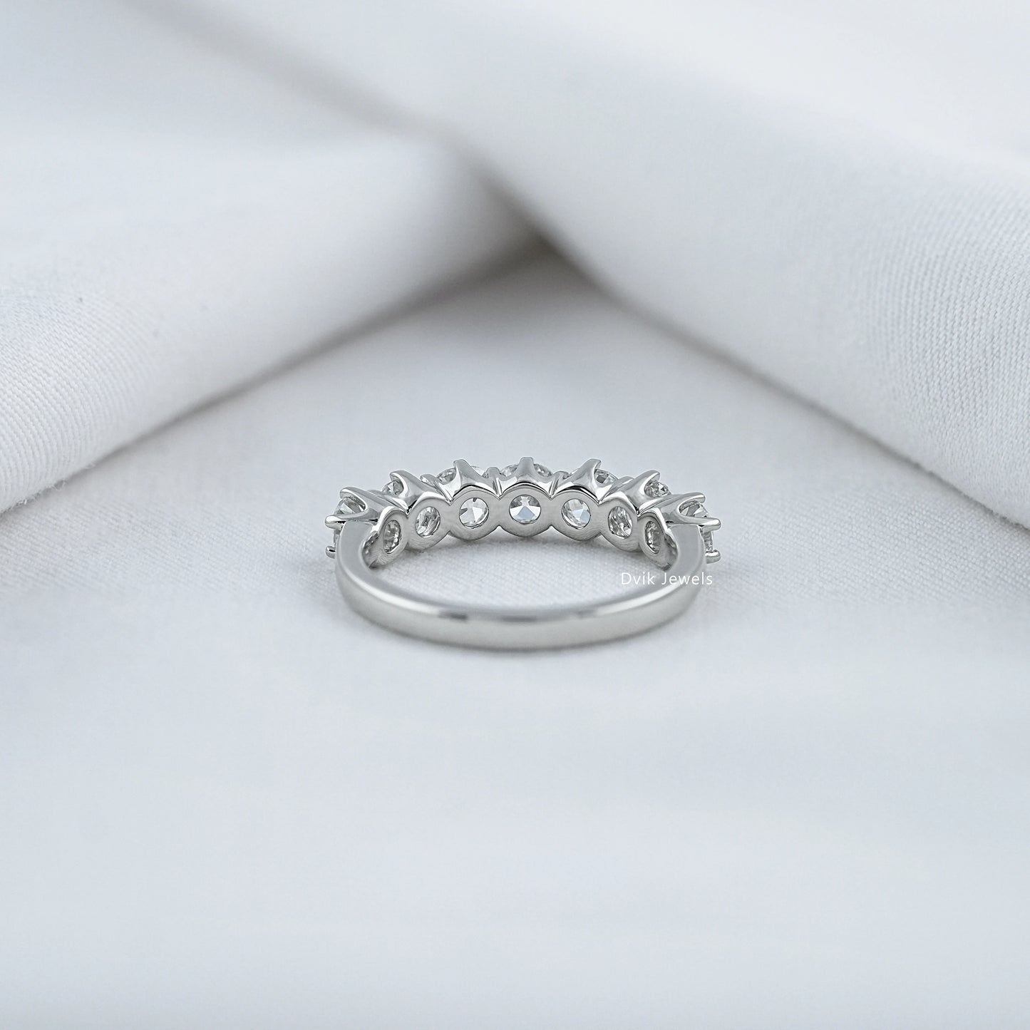 Old Mine Square Cushion Cut Seven Stone Lab Diamond Ring