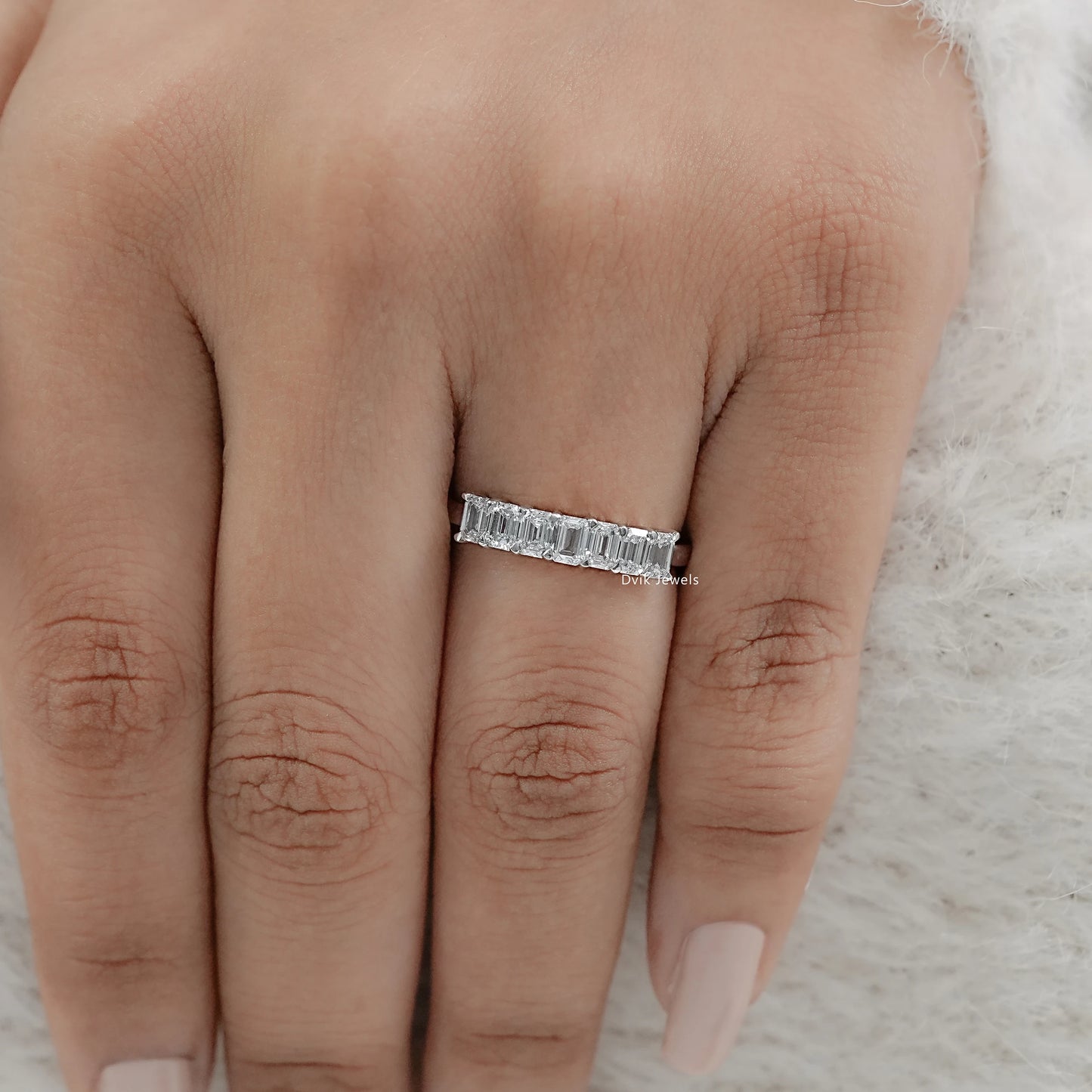 Emerald Cut Seven-Stone Lab Diamond Ring