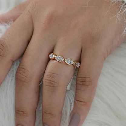 Bezel Set Seven Stone Marquise Lab Diamond Ring
