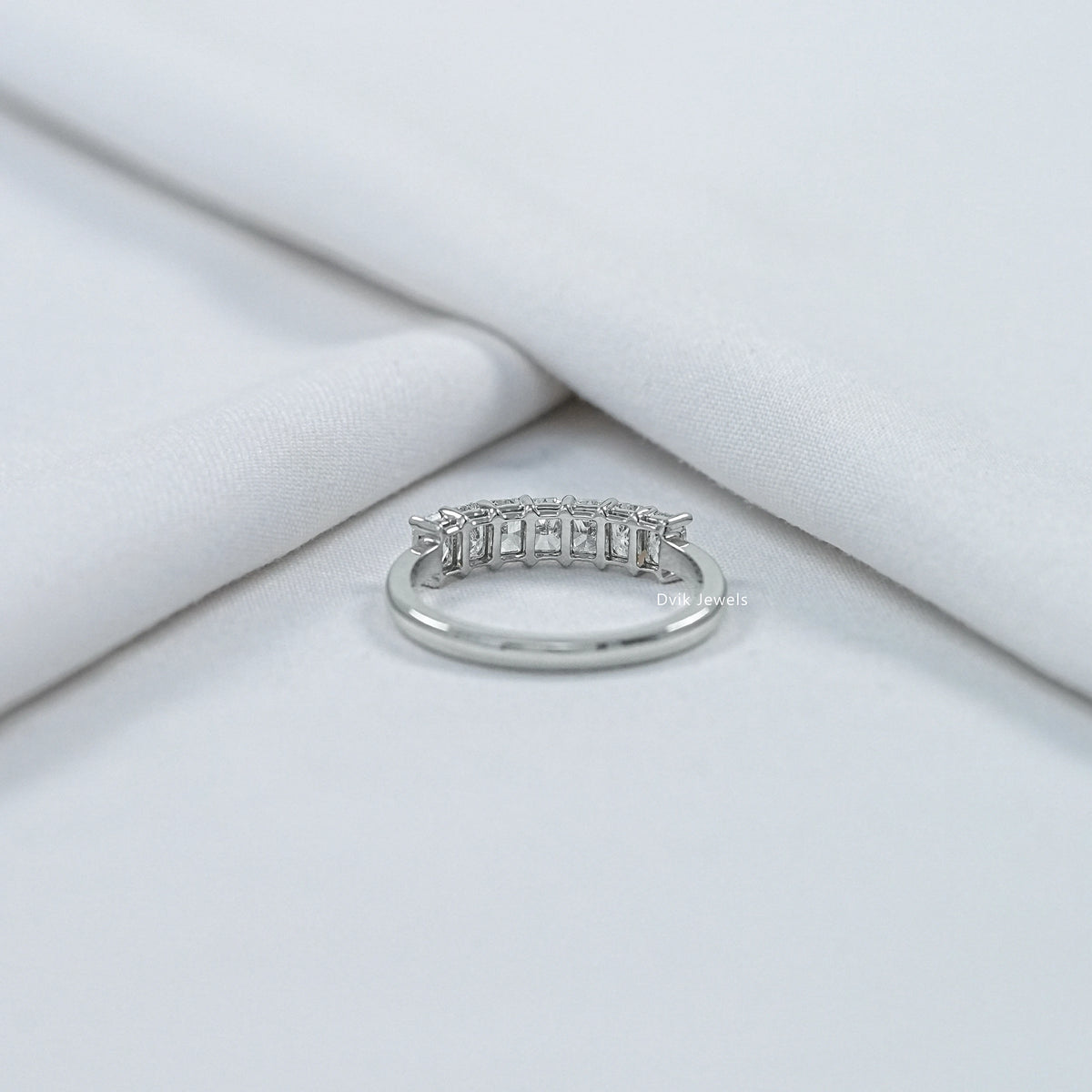 Sevenesty Rings Lab Grown Radiant Diamond Seven Stone Wedding Band – Dvik Jewels