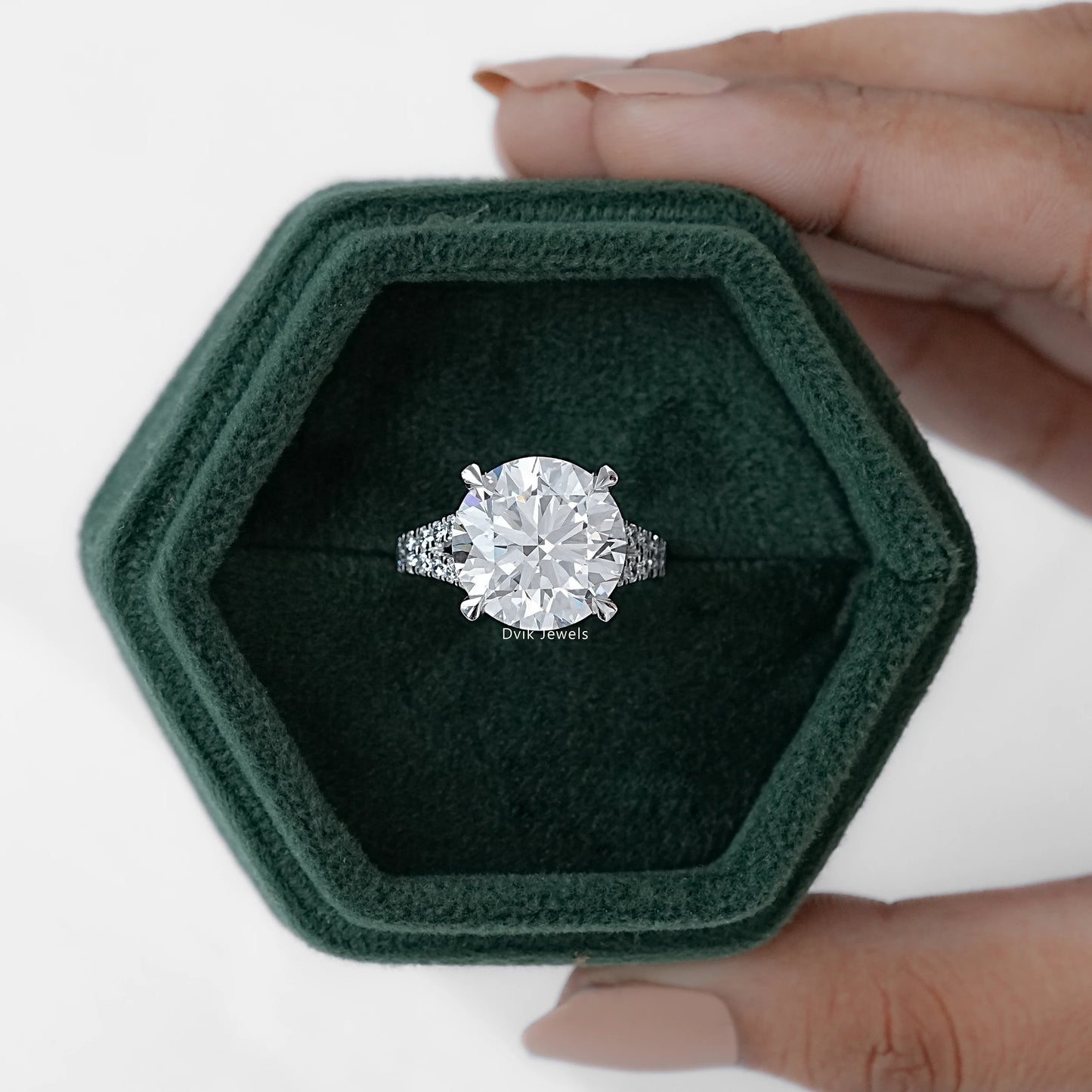 Round Cut Lab Diamond Split Shank Accent Ring