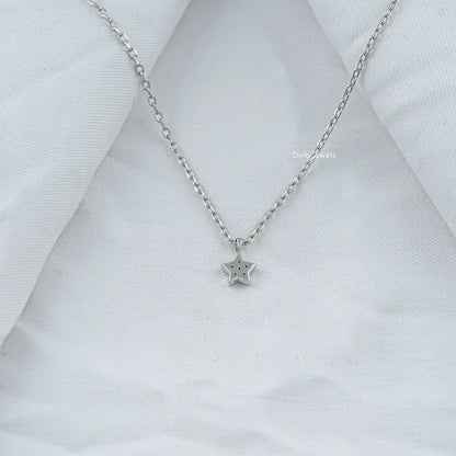 Star Shape Round Lab Diamond Pave Set Pendant Pendant