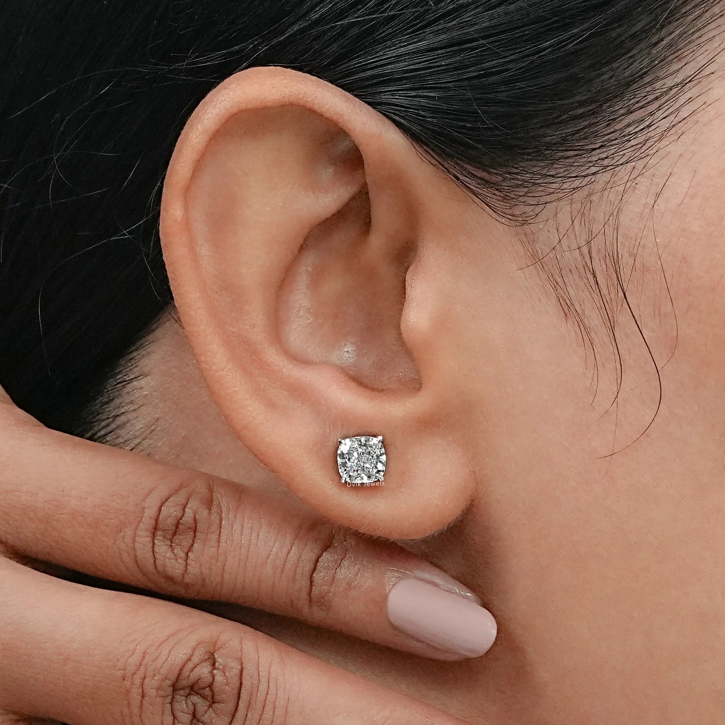 Cushion Lab Grown Diamond Stud Earring