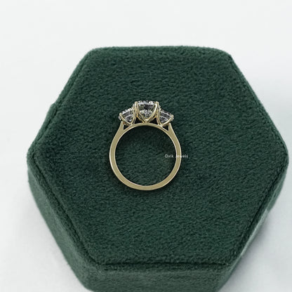 Round Cut Three Stone Lab Diamond Ring with Prong Setting