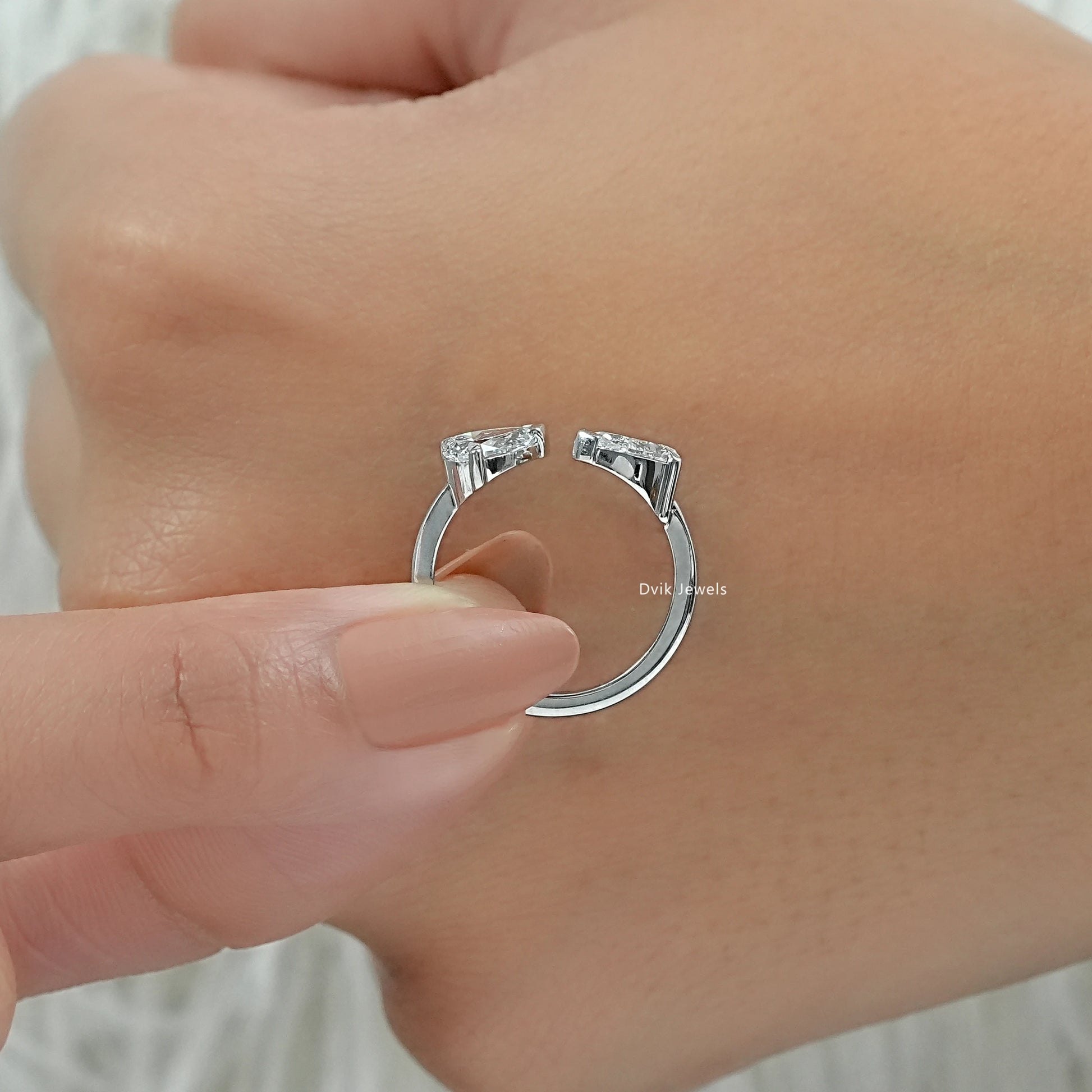 Two Pear Cut Lab Diamond Bypass Ring Ring
