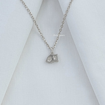 Emerald & Pear Cut Lab Diamond Duo Pendant Pendant