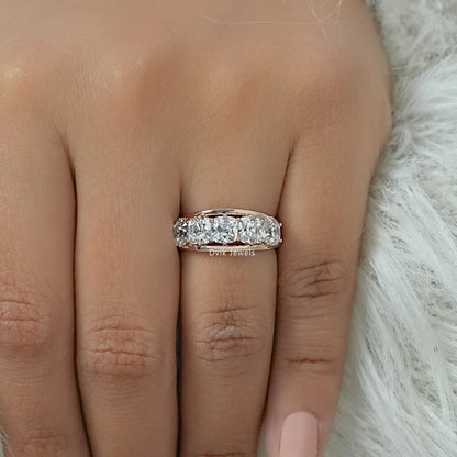 Old Mine Cushion Lab Diamond Band Ring