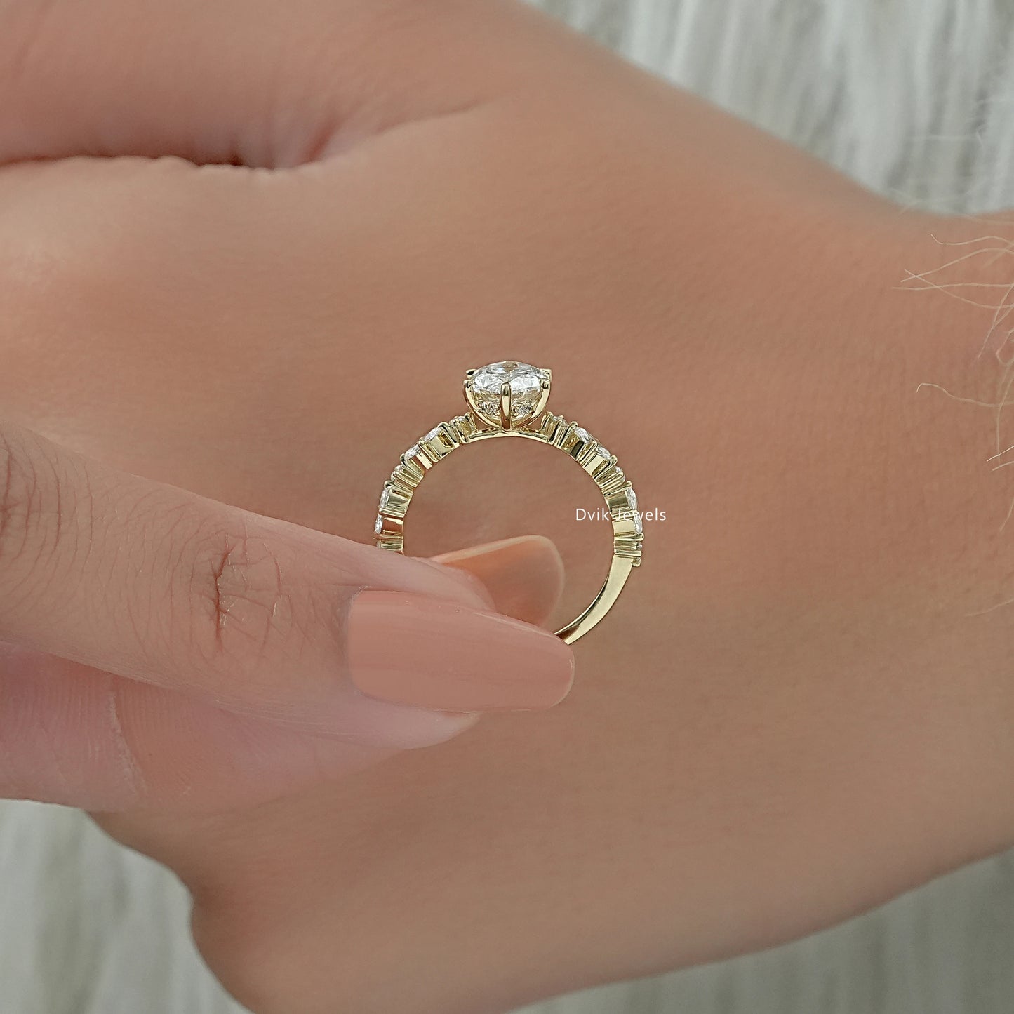 Dutch Marquise Lab Diamond Solitaire Accent Ring Ring
