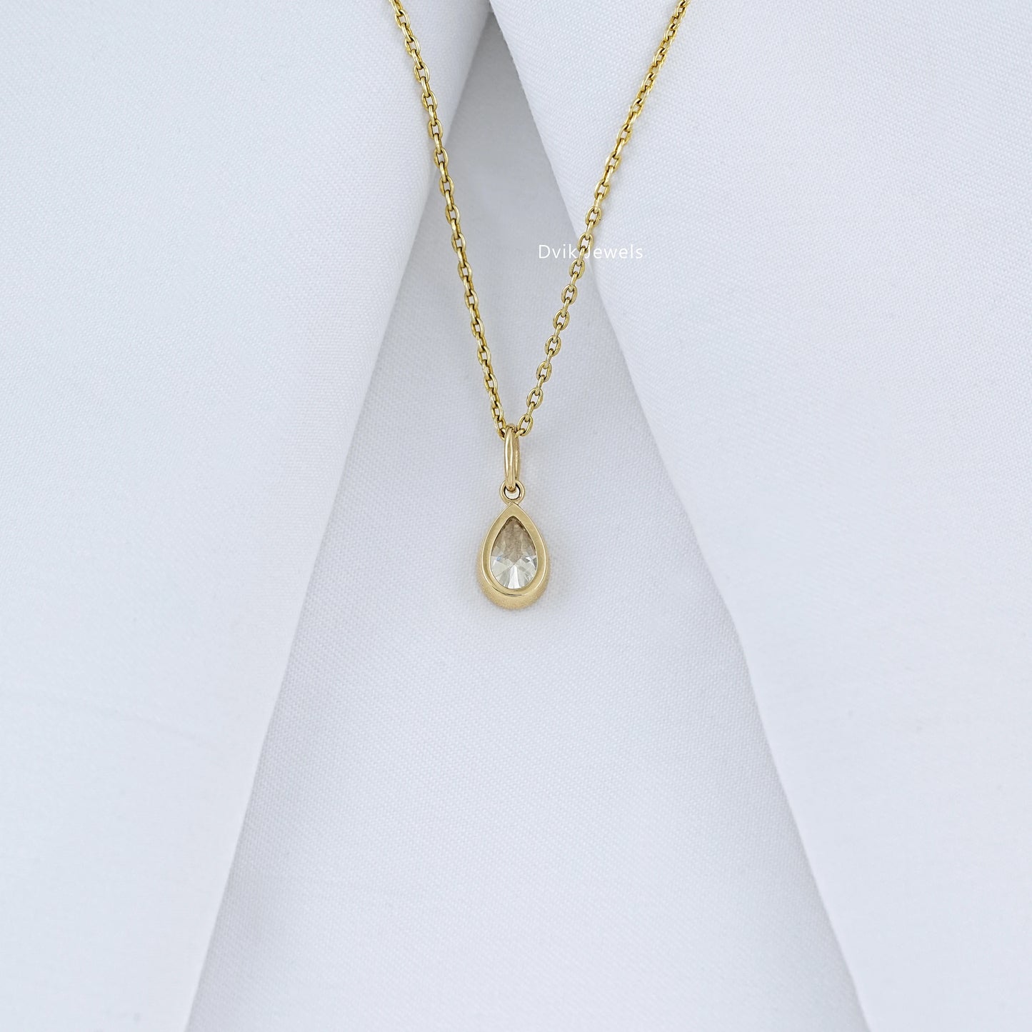 Pear Cut Lab Diamond Bezel Set Teardrop Pendant Pendant
