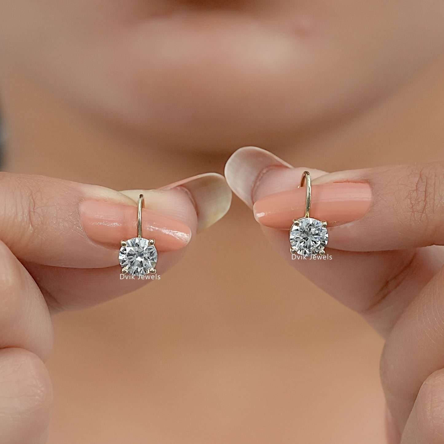 Round Lab Diamond Lever Back Earrings Earrings