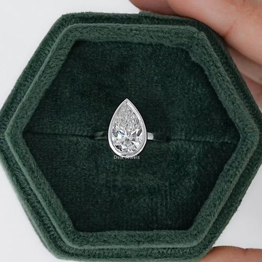 Bezel Set Pear Cut Diamond Ring