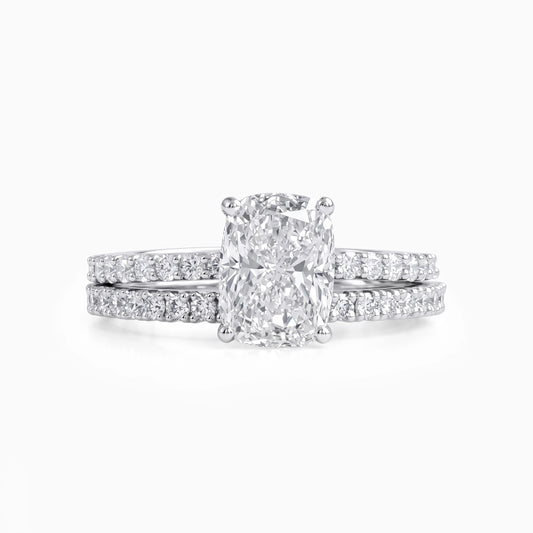 Elongated Cushion Cut Solitaire Bridal Ring Set Bridal Ring Set