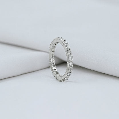 Emerald And Round Diamond Eternity Band