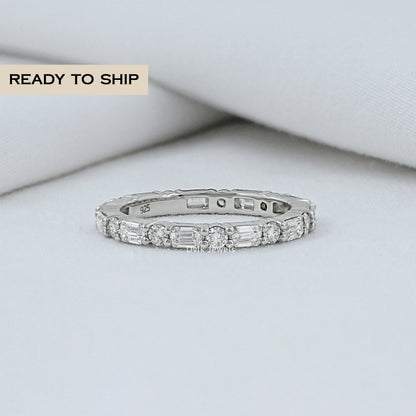 Emerald And Round Diamond Eternity Band