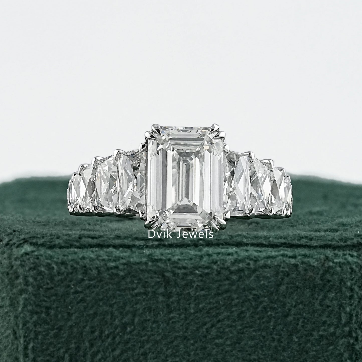 Emerald Cut & French Trapezoid Diamond Accent Ring