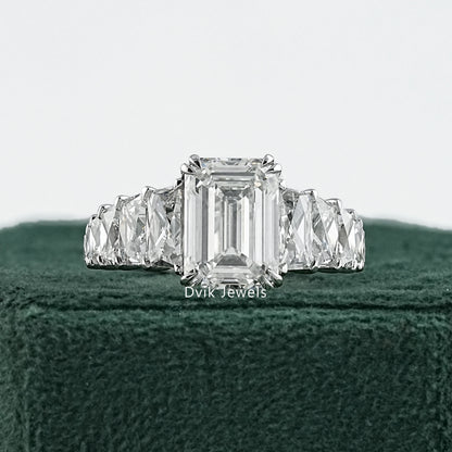 Emerald Cut & French Trapezoid Diamond Accent Ring