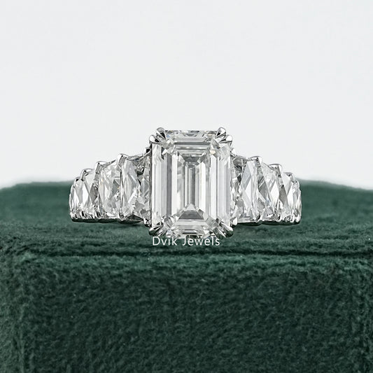 Emerald Cut & French Trapezoid Diamond Accent Ring