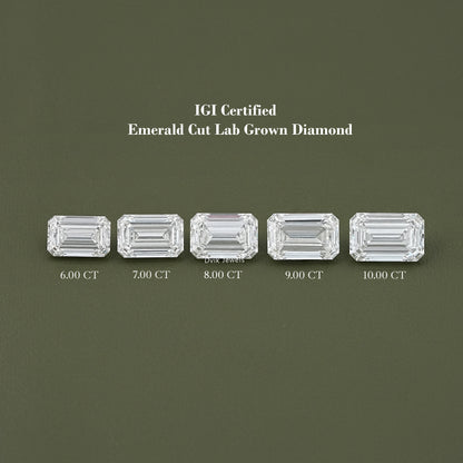 Emerald Cut IGI Certified Lab Loose Diamond 6.00 To 10.00 CT