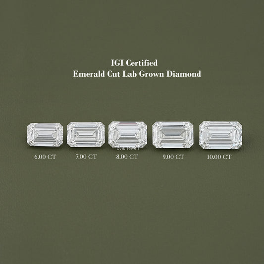 Emerald Cut IGI Certified Lab Loose Diamond 6.00 To 10.00 CT