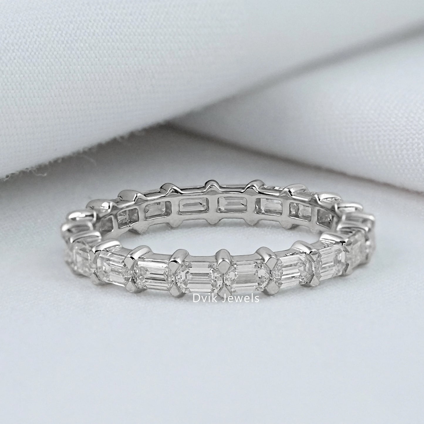 Emerald Cut Lab Diamond Full Eternity Band