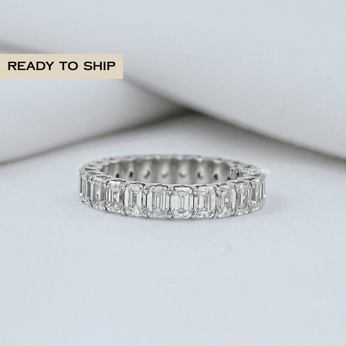 Emerald Cut Diamond Eternity Wedding Band