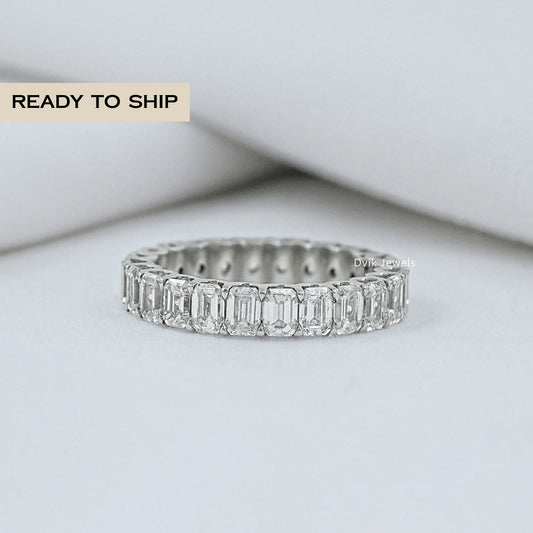Emerald Cut Diamond Eternity Wedding Band