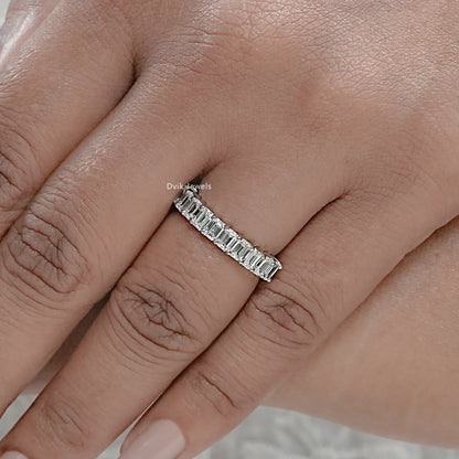 Emerald Cut Diamond Half Eternity Wedding Band