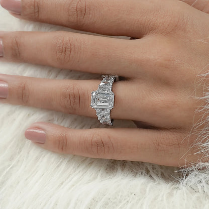 Emerald Cut & French Trapezoid Diamond Accent Ring
