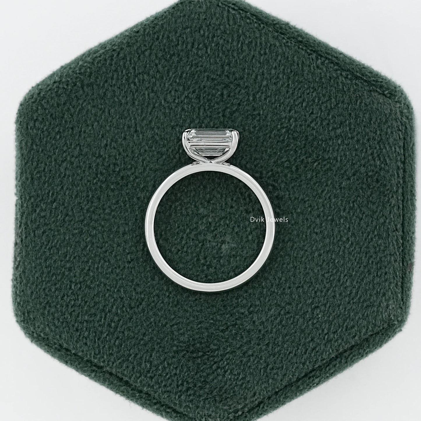 East West Emerald Cut Diamond Solitaire Ring