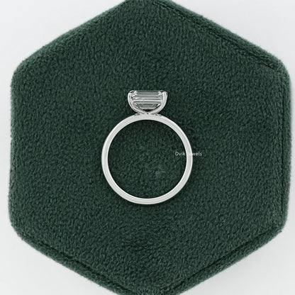East West Emerald Cut Diamond Solitaire Ring