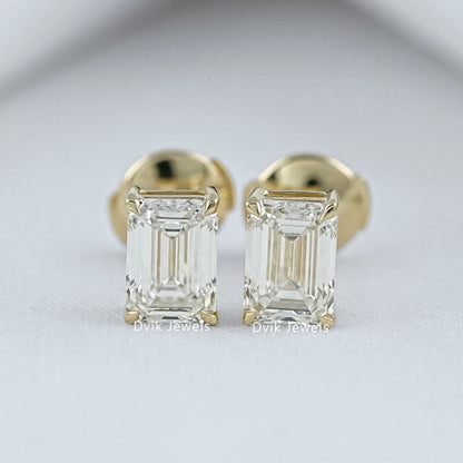 Emerald Lab Grown Diamond Stud Earring
