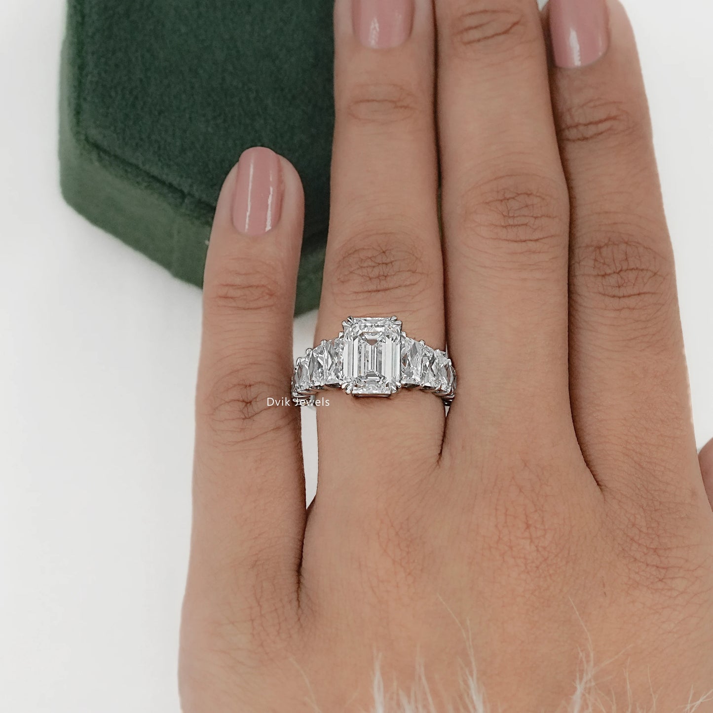 Emerald Cut & French Trapezoid Diamond Accent Ring