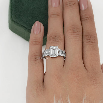 Emerald Cut & French Trapezoid Diamond Accent Ring