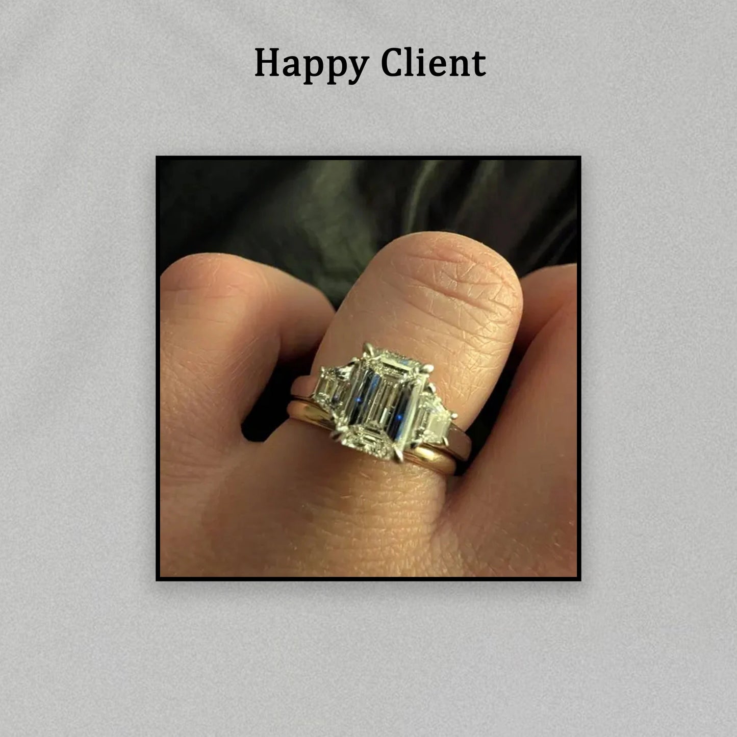 Emerald Cut Lab Diamond Three Stone Ring Ring