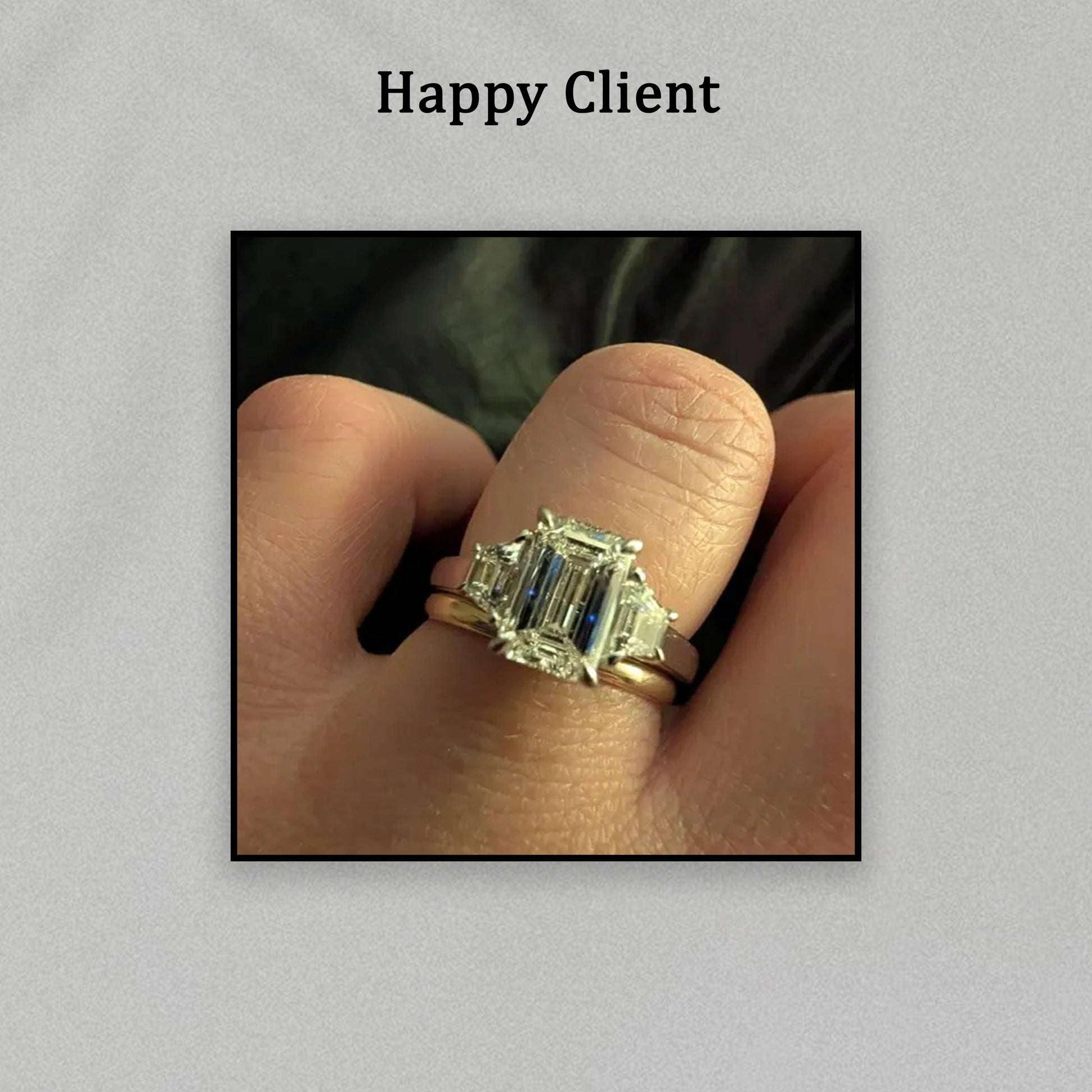 Emerald Cut Lab Diamond Three Stone Ring Ring