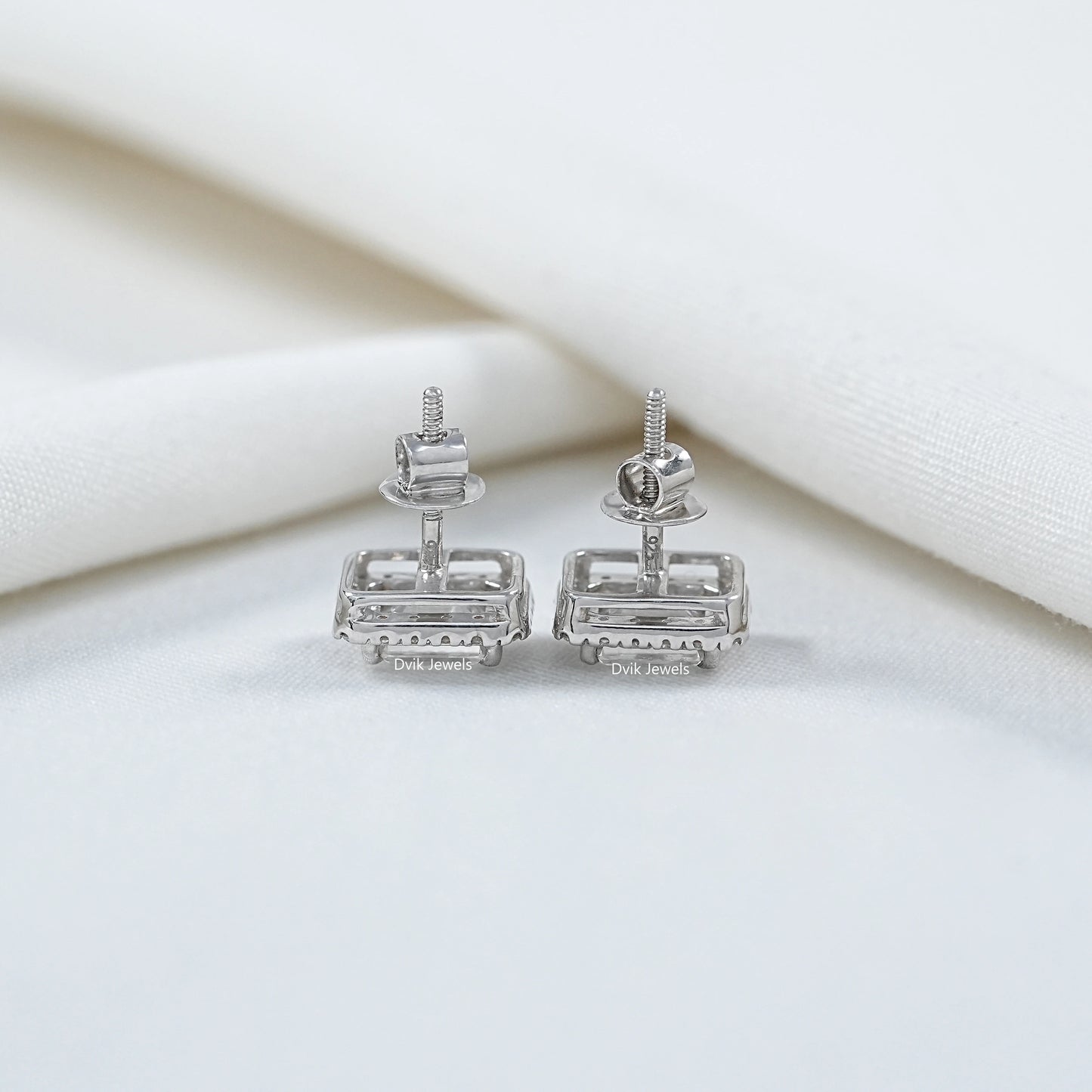Emerald Cut Lab Grown Diamond Halo Stud