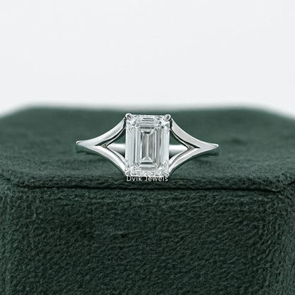 Emerald Cut Lab Grown Diamond Split Shank Ring