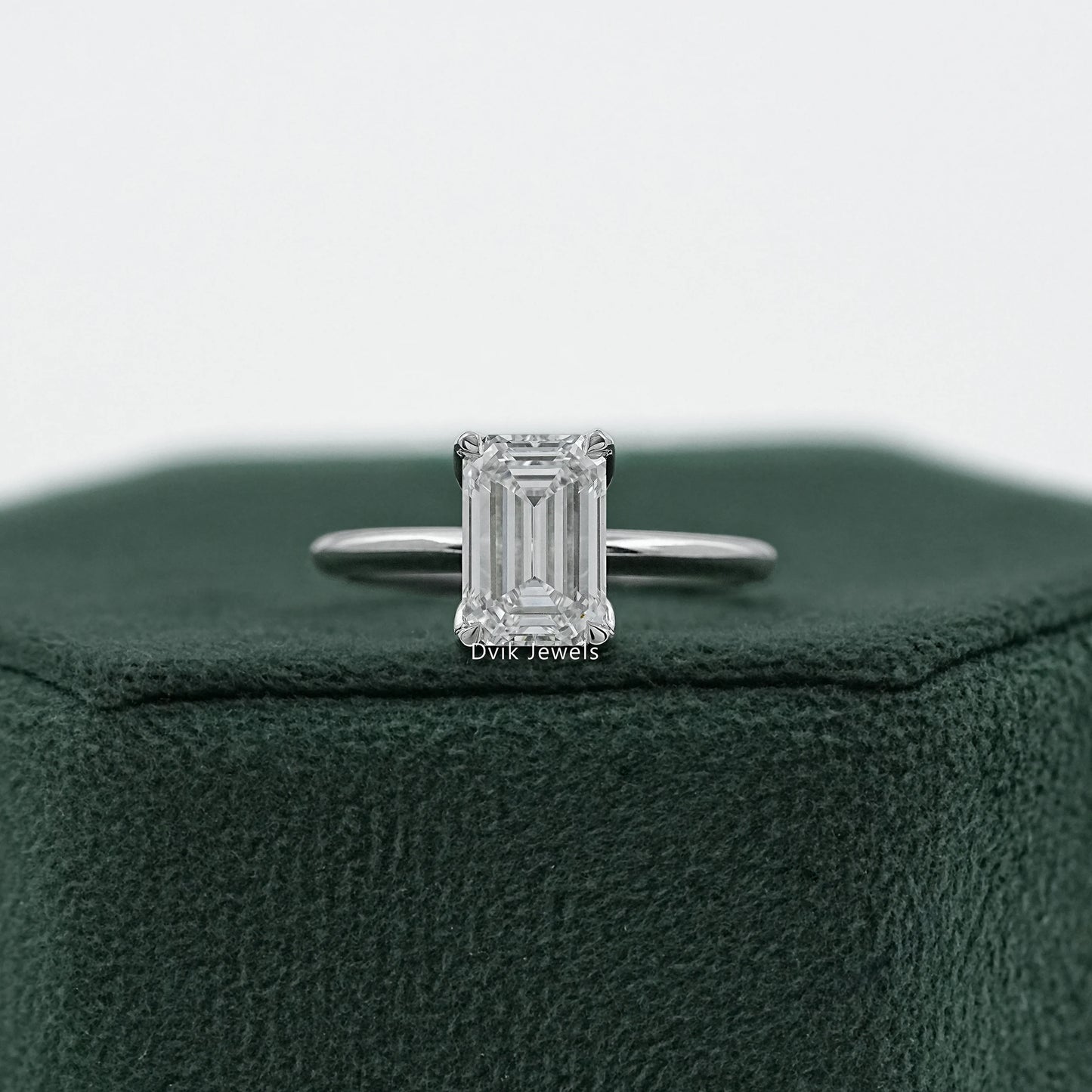 Emerald Cut Tulip Set Hidden Halo Ring