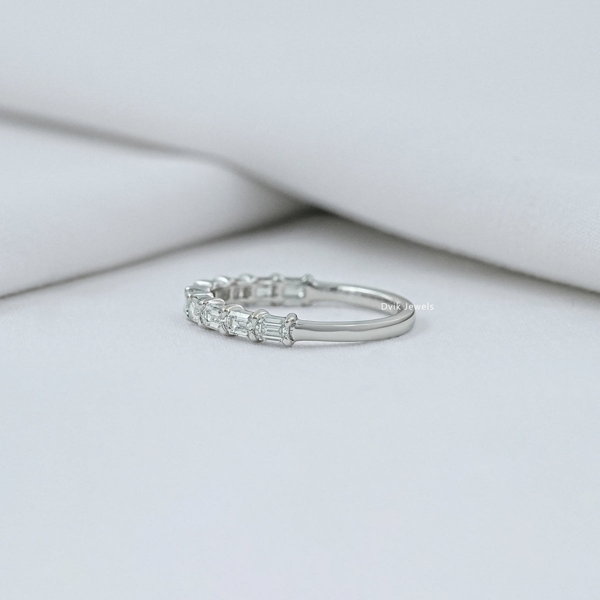 Emerald Cut Diamond Half Eternity Band
