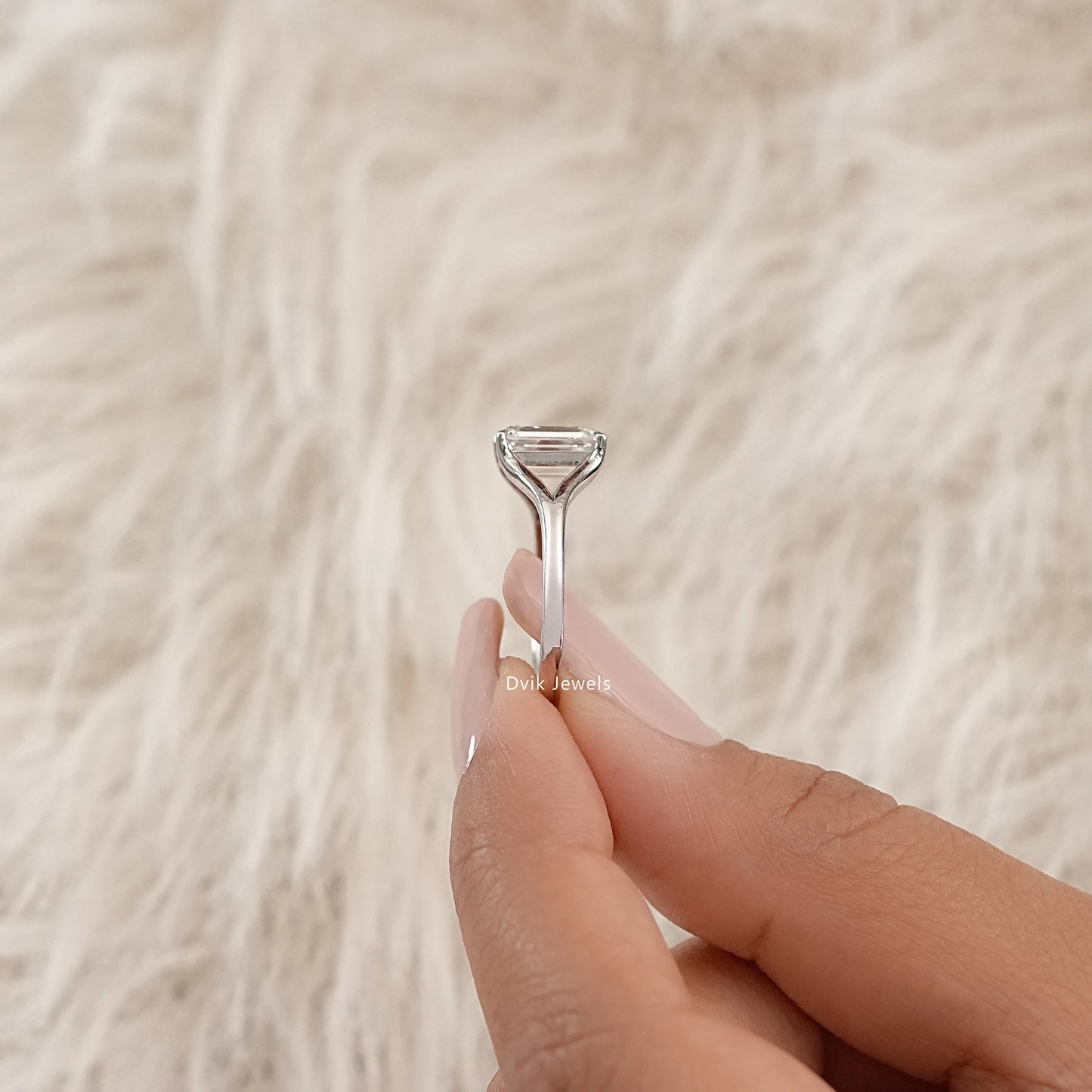 Emerald Cut Lab Grown Diamond Split Shank Ring