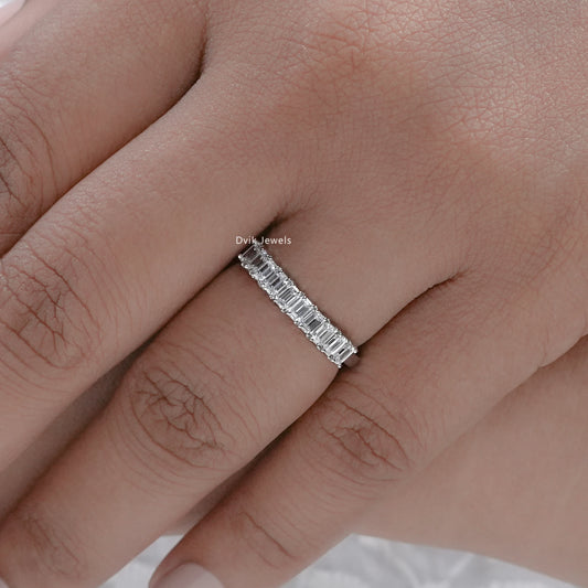 Emerald Lab Diamond Half Eternity Stackable Band