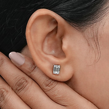 Emerald Lab Grown Diamond Stud Earring