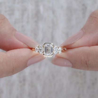 Half Bezel Set Five Stone Diamond Ring