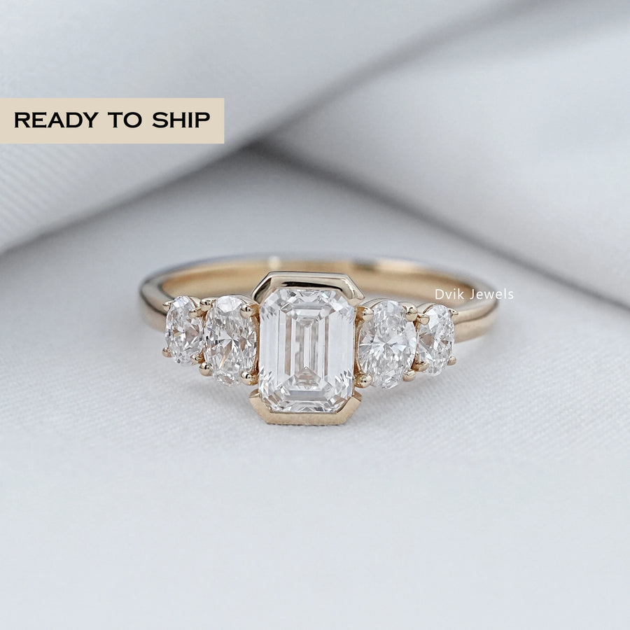 Half Bezel Set Five Stone Diamond Ring