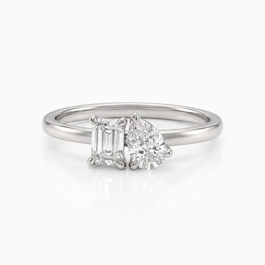 Emerald And Pear Cut Toi Et Moi Engagement Ring