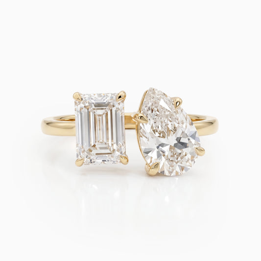 Emerald And Pear Lab Diamond Toi Et Moi Ring