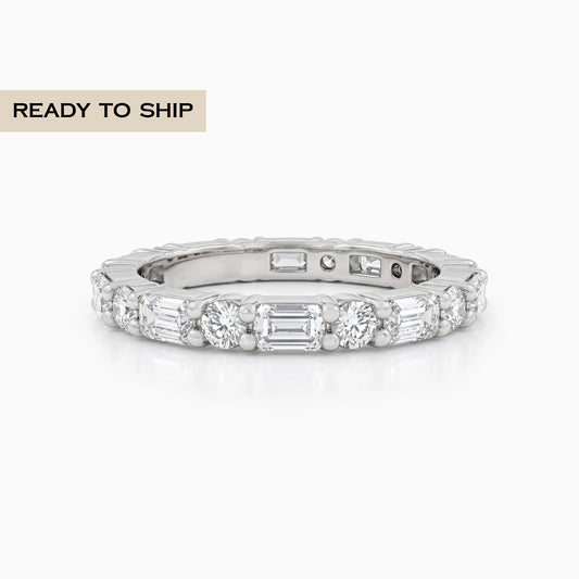 Emerald And Round Diamond Eternity Band